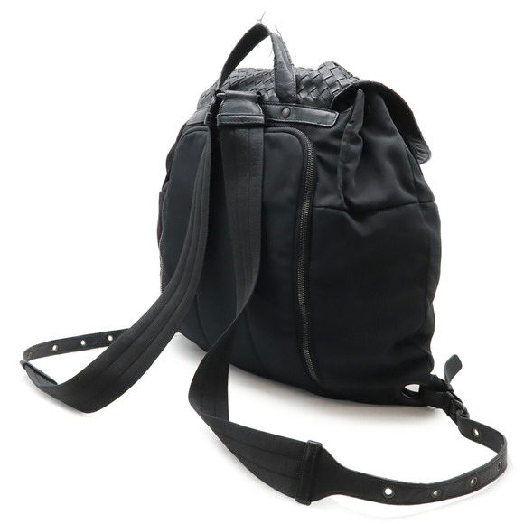 BOTTEGA VENETA Black Leather Intrecciato Backpack main image 7